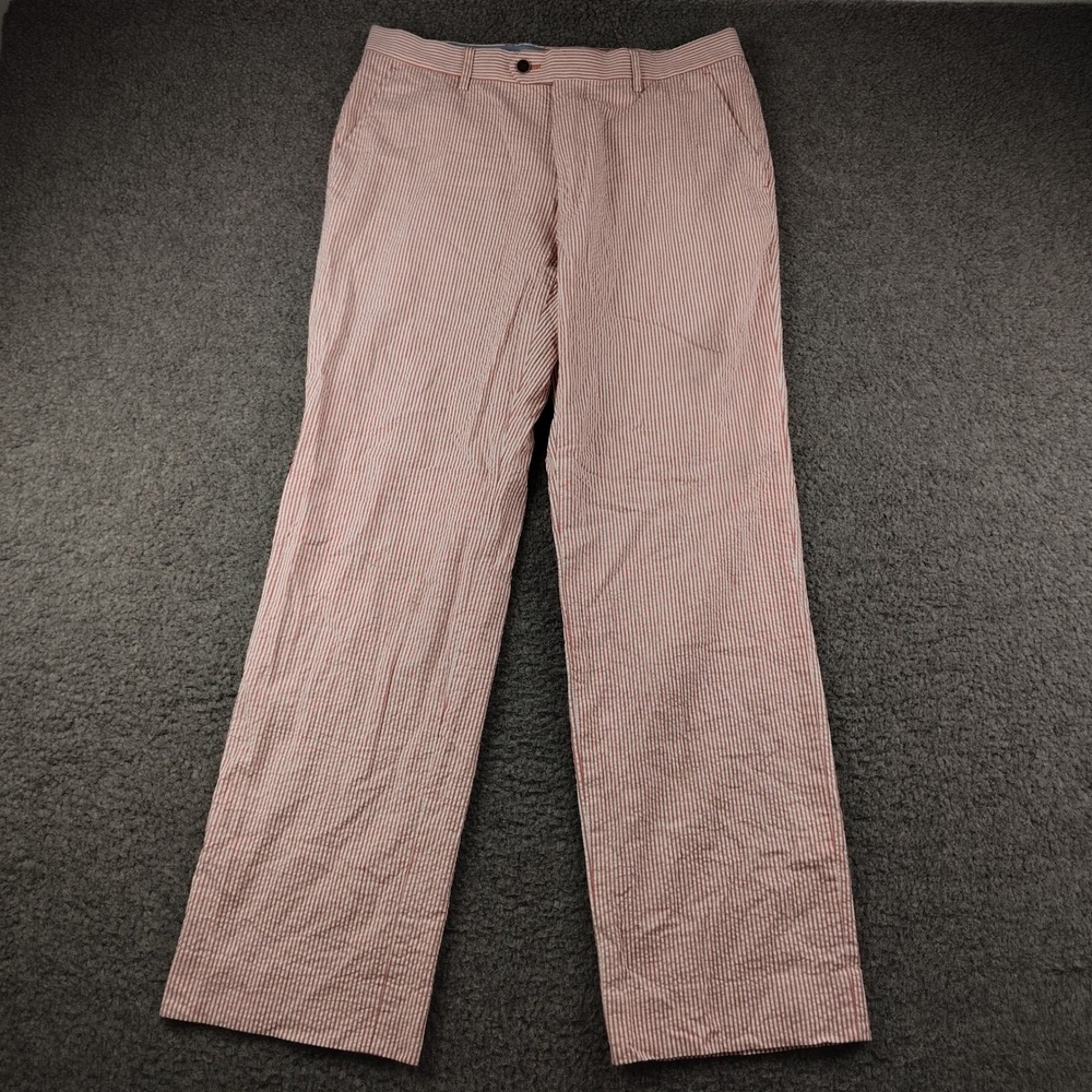 Tommy Hilfiger Seersucker Pants Mens 32x29 Red White Stripe Straight Leg